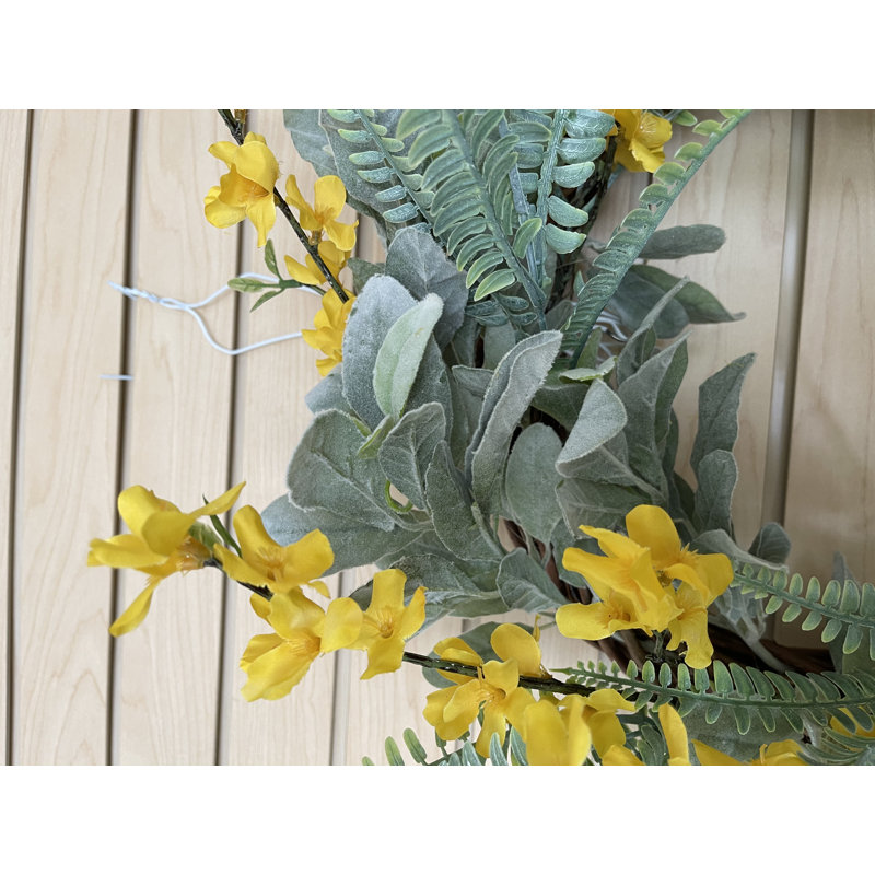 Handcrafted Faux Lambs Ear Silk 24'' Wreath