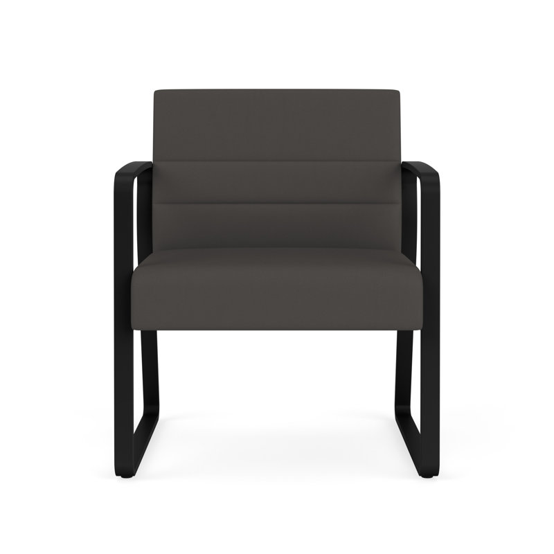 Structure en métal à base de chaise d'invité surdimensionnée Waterfall, Noir, Vinyle gris anthracite Patriot Plus