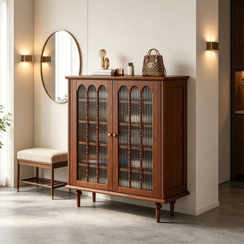 Meuble à chaussures rétro de style français pour usage domestique, 39.37"H x 27.56"W x 15.75"D, Brown