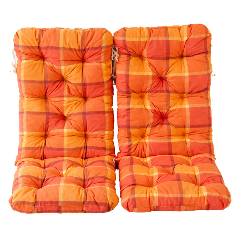 Garden Seat/Back Cushion, Orange Check