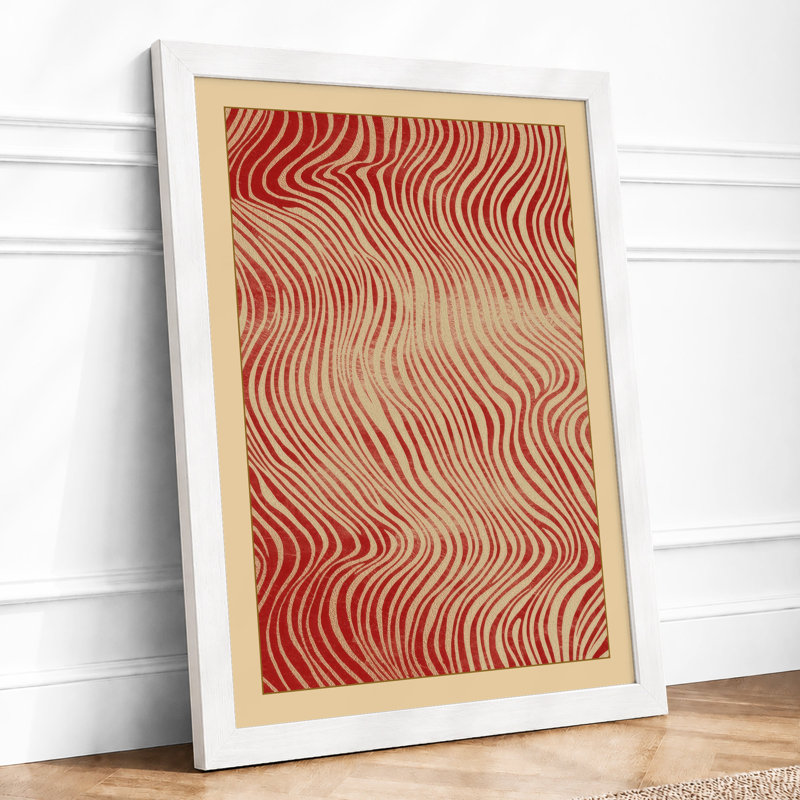 Wave Harmony Geometric - Framed Print, A4 - 29.7 x 21.0 cm, White
