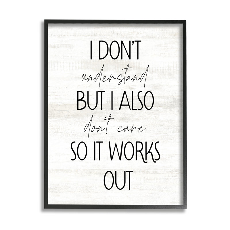 «Stupell Industries Don't Care Rustic», estampe numérique encadrée par Lil 'Rue, Giclée encadrée noir minuit