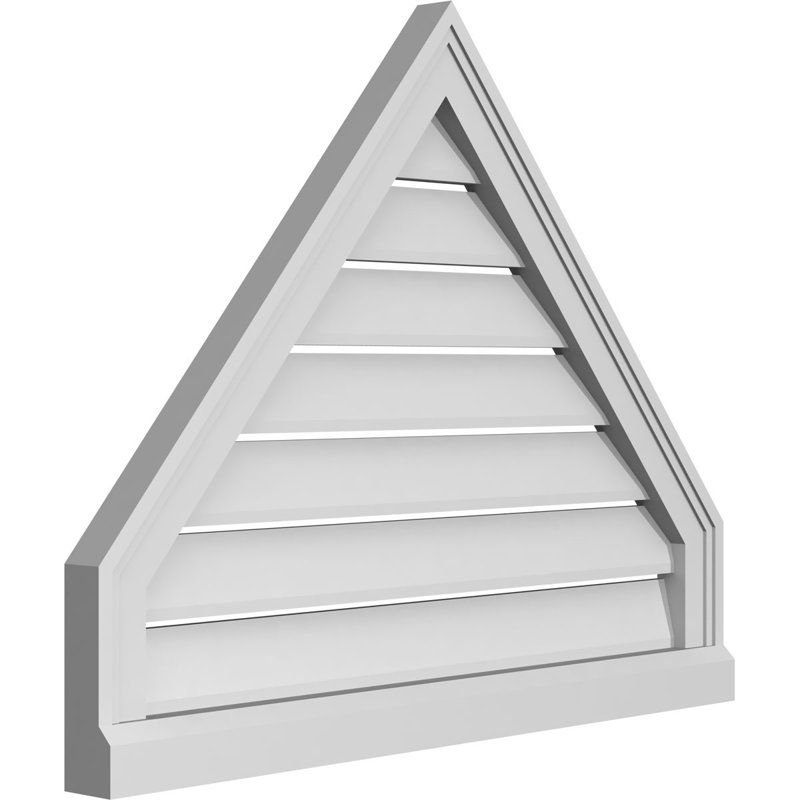 Peaked Top Surface Mount Signature Urethane Functional Gable Vent 14/12 Pitch, Primed Tan, 24" H x 30" W x 2" D