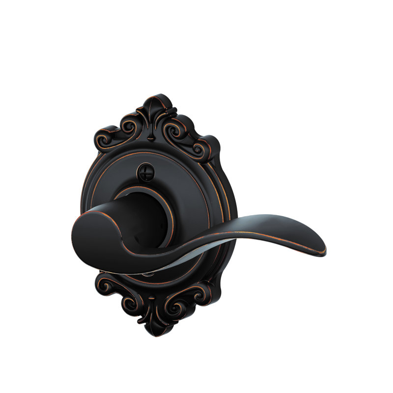 Bright Brass Right-Handed Decorative Lever with Ornate Trim