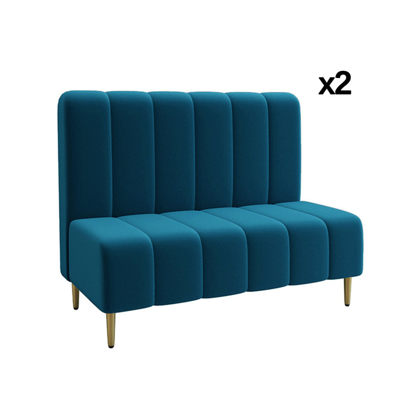Banc rembourré en velours, Bleu