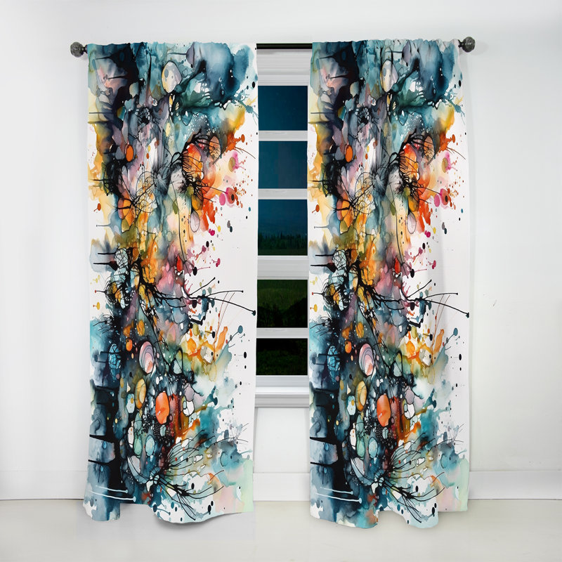 Dao - Modern Room Darkening Abstract Curtain - 1 Panel, L 52 po x L 95 po