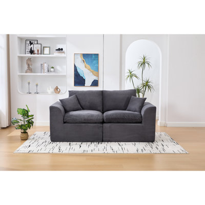Canapé modulaire 2 places avec tissu en velours côtelé doux, sans assemblage, mousse haute résilience, courbé pour dortoir en coton à mémoire de forme, lit ergonomique