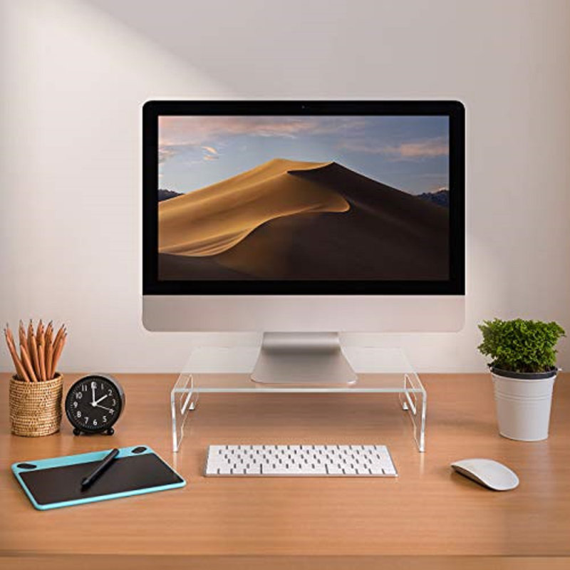 Acrylic Display Riser With Tray Handles(Big Size), 4" H x 15" W x 10" D