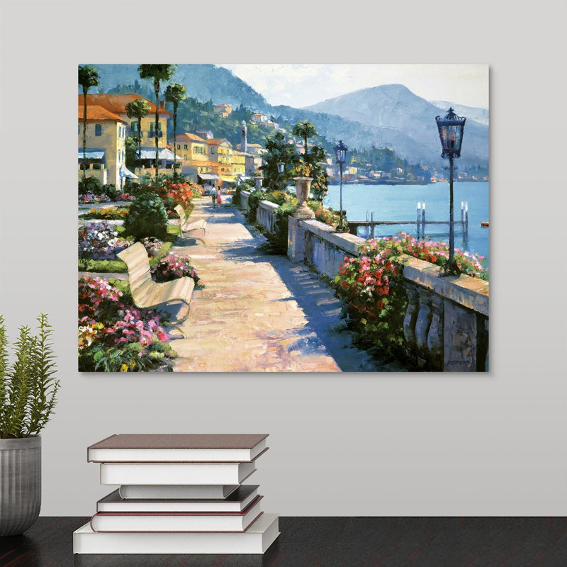 Howard Behrens " Bellagio Promenade " by Howard Behrens, 12" H x 16" W x 1.5" D, Canvas