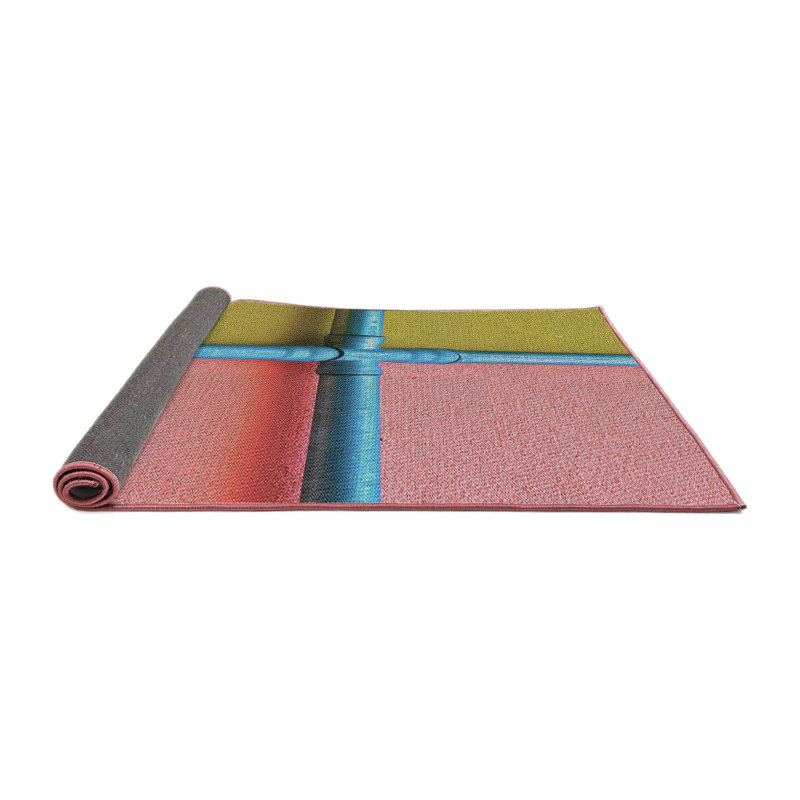 Tissé à la machine en laine et polyester rose/vert Tapis décoratif, Rond 3 pi