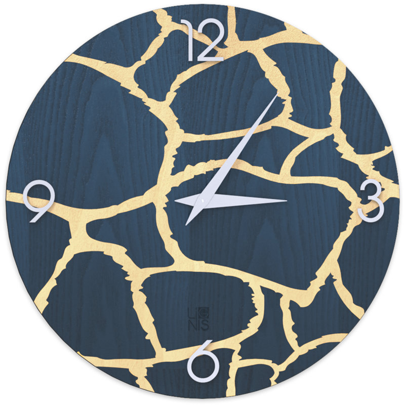 Dolcevita Wall Clock, 50cm H x 50cm W x 3cm D, Dark Blue/Beige