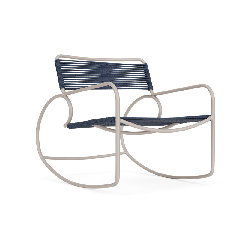 Walter Lamb Outdoor Rocker Chair, Dove/Blue