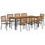 9 Piece Garden Dining Set Black Poly