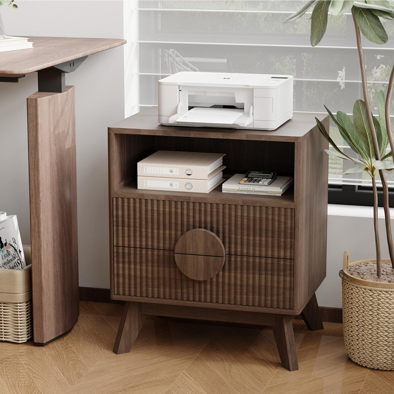 29.69cm W Manufactured Wood Bedside Table, Brown