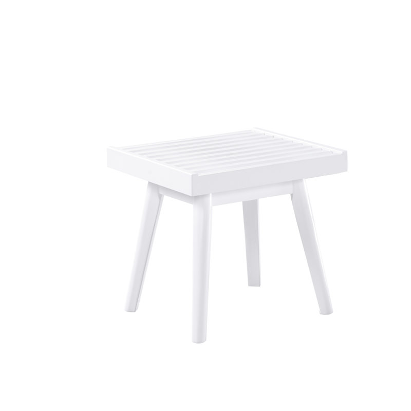 White Solid Wood Bench With Slatted , 19-Inch - Adds Luxury To Home In White, A Contemporary Look Decor