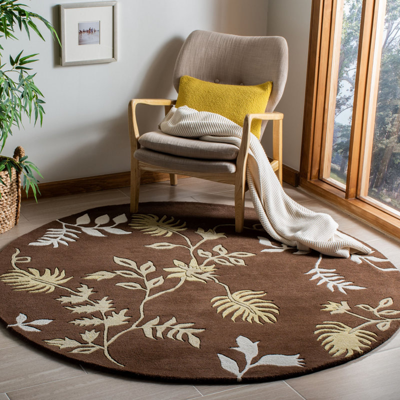 Candelo Hand-Tufted Wool Brown Area Rug, Round 6'