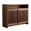 Armoire de rangement moderne avec porte grillagée en bois de noyer-1996845232