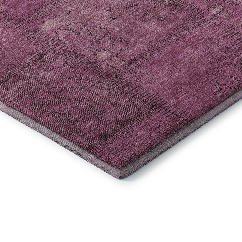Tapis rosé de qualité supérieure lavable à la machine Prisco, Rectangle 1 pi 8 po x 2 pi 6 po
