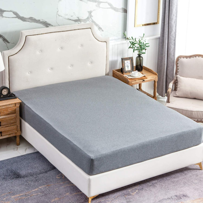 Drap-housse 100% coton, Drap-housse de taille très grand, Gris bleuâtre