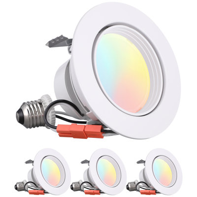 4" 5CCT Gimbal LED Recessed Light Dimmable, 8W CRI90 Retrofit Can Lights