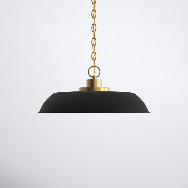 Eddy 1 - Light Single Pendant, Matte Black/Burnished Brass, 8" H x 19.9" W x 19.9" D