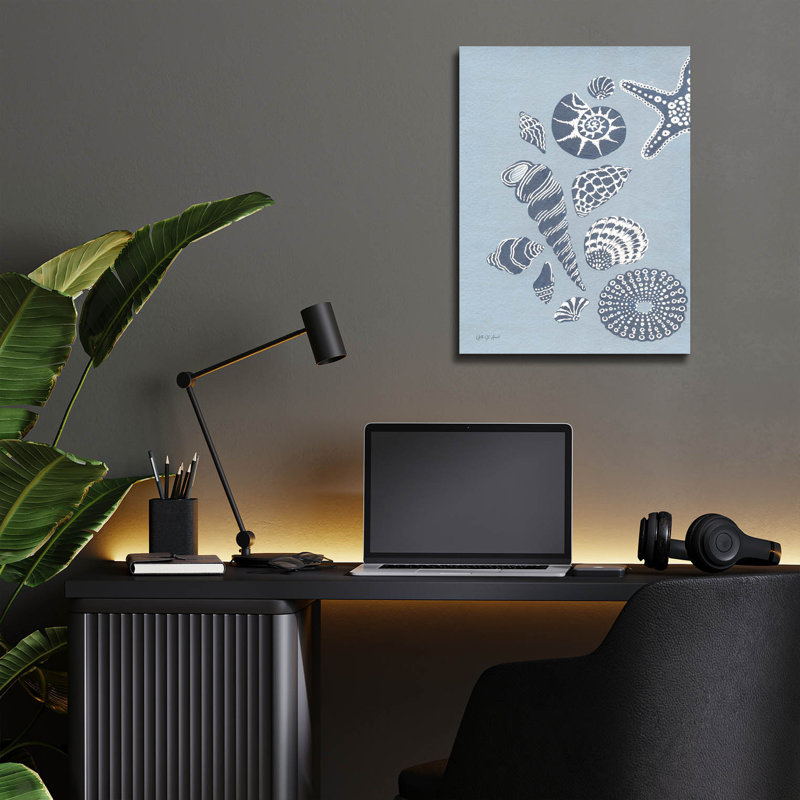«Coastal Shells 1» par Yvette St. Amant, art mural en verre acrylique, H 16 po x l 12 po x P 0,13 po