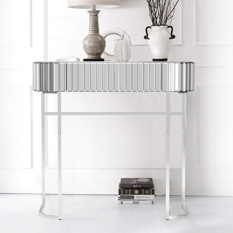 Berislav 33.46'' Glass Top Console Table