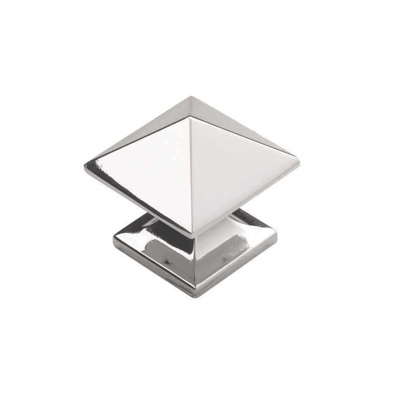 Poignée carrée Studio Collection - bouton d'armoire 1 po x 1 po Nickel poli - Quincaillerie transitionnelle pour tiroirs et armoires