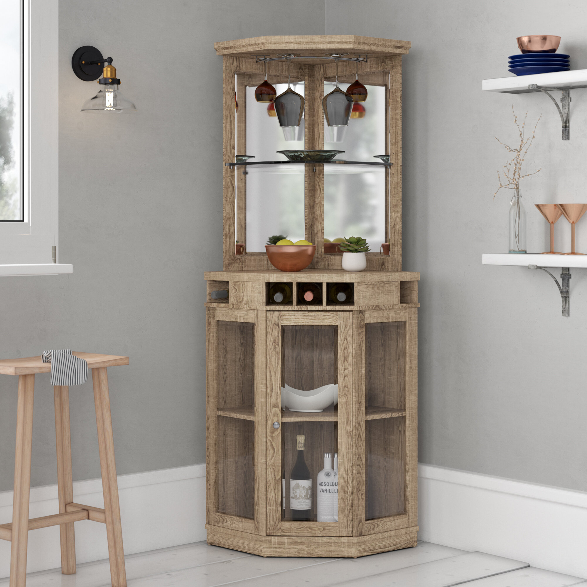 Sprowston bar cabinet with wine online storage