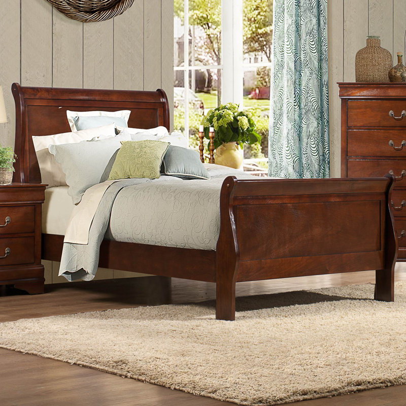Fahim Sleigh Bed, California King, Brown Cherry