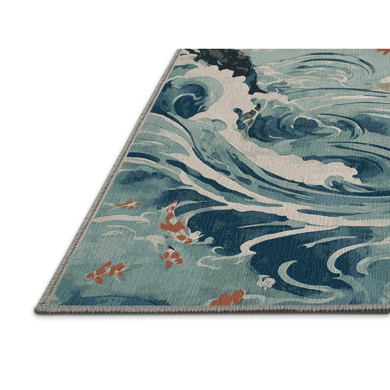 Tapis gris lavable à la machine, Carré 6 pi