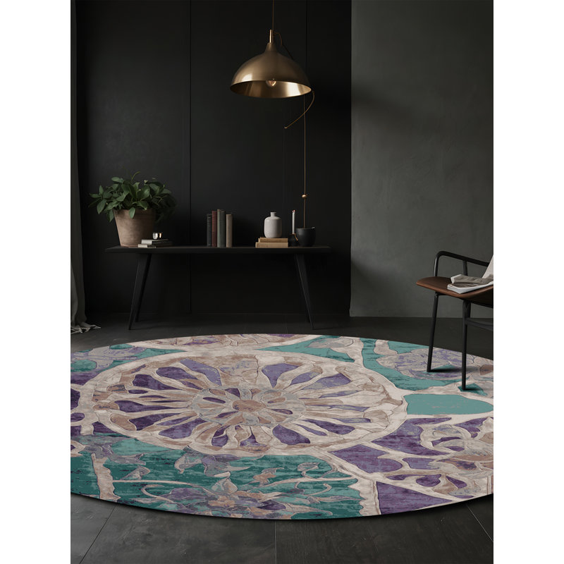 Tapis gris lavable à la machine, Rond 5 pi