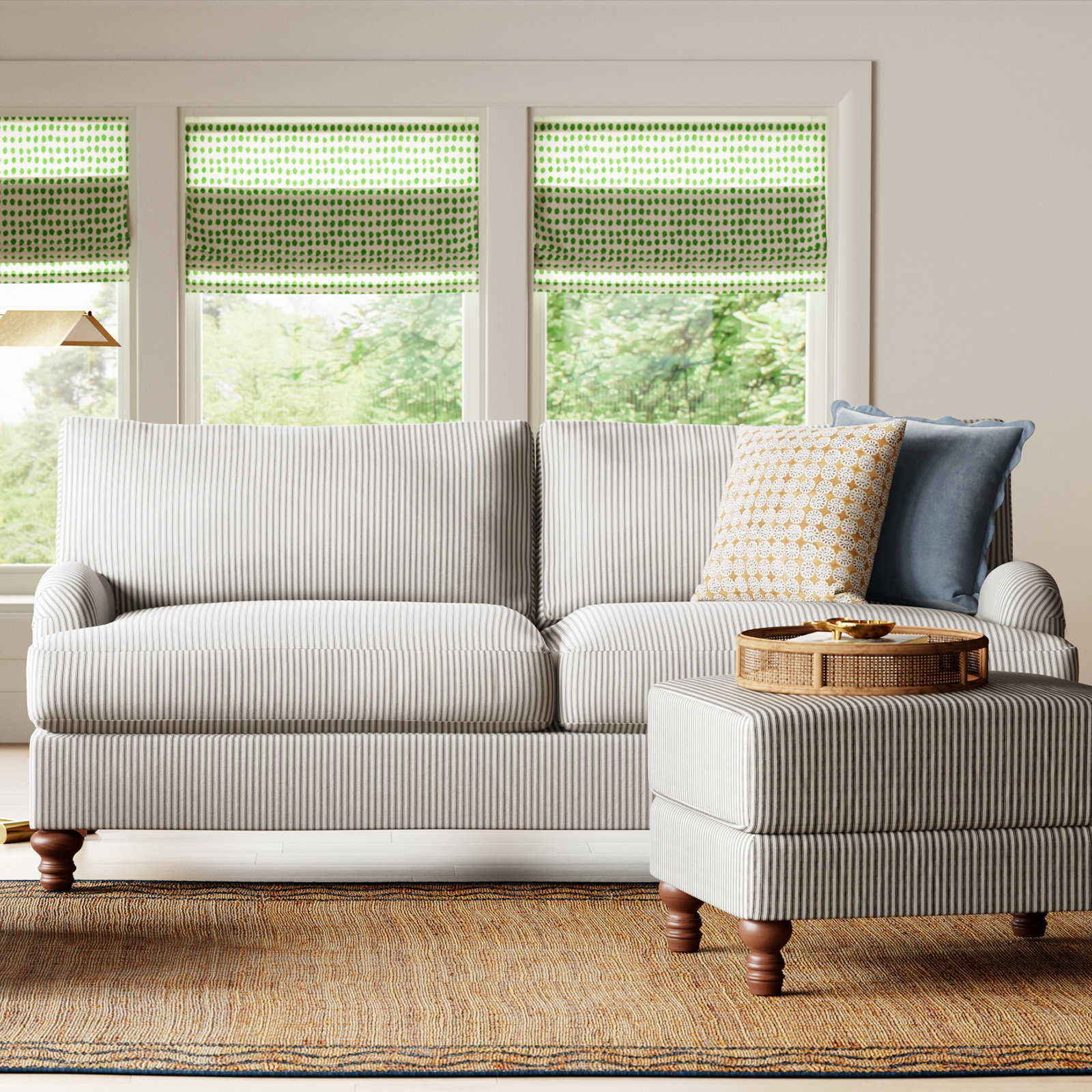 Walters 82'' Upholstered Sofa, Cruise Adrift Striped Basketweave