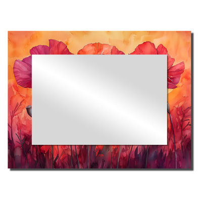 Autumn Dance Of The Fiery Poppies II - Floral Decorative Mirror Wall Art - Printed On Metal