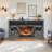 60 Inch Electric Fireplace Entertainment Center With Door Sensor-Dark Rustic Oak-1838639261