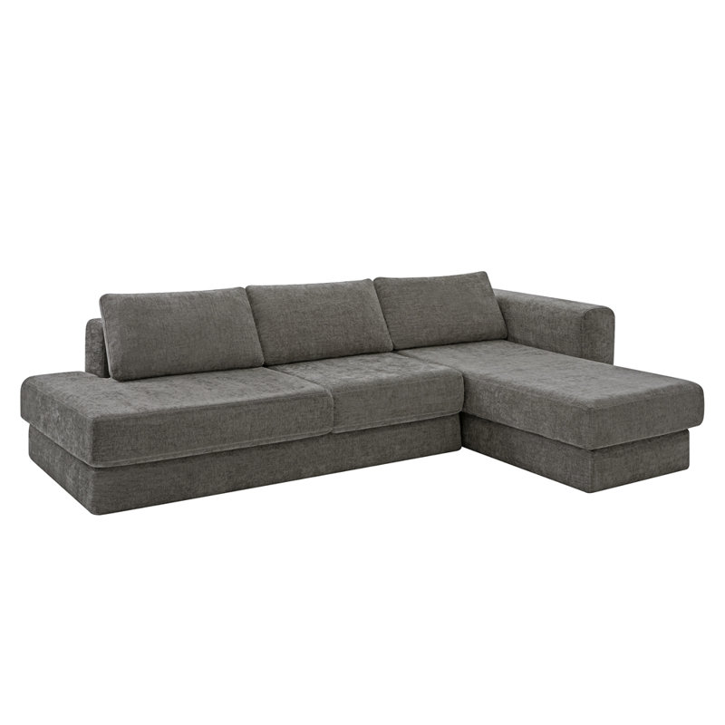 Canapé modulaire d'angle avec coussins double couche, Gris foncé