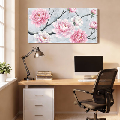 Pivoine rose, reproduction d'art sur toile tendue sur toile pour le décor de chambre à coucher