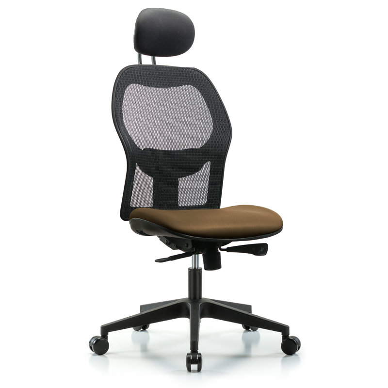 Vinyl Task Chair with Headrest, Taupe, No