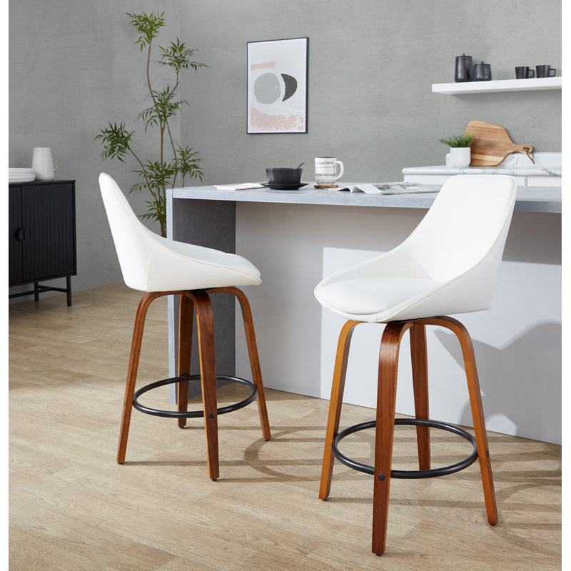 Tabouret de comptoir Rebecka Diana - ensemble de 2, Tabouret de comptoir (siège d'une hauteur de 26,2, Blanc