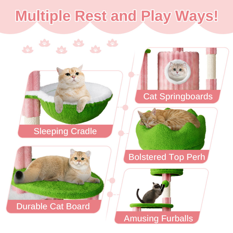 Amadahy 162cm H Cat Tree, Pink