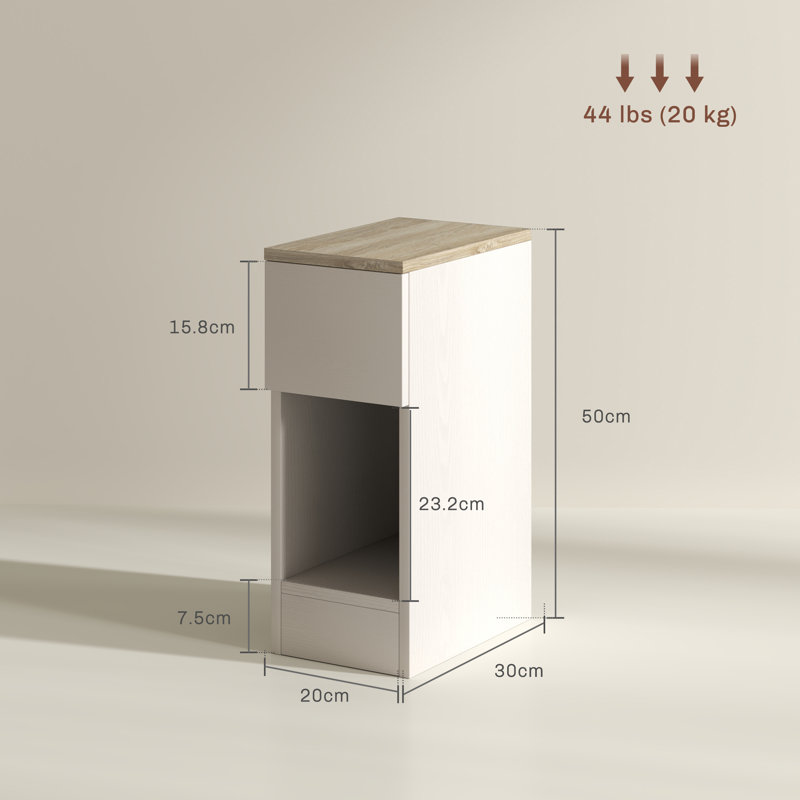 Scotto 20cm W Manufactured Wood Bedside Table, White