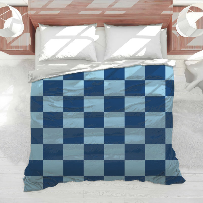 Blue Checkerboard Pattern Comforter, Twin
