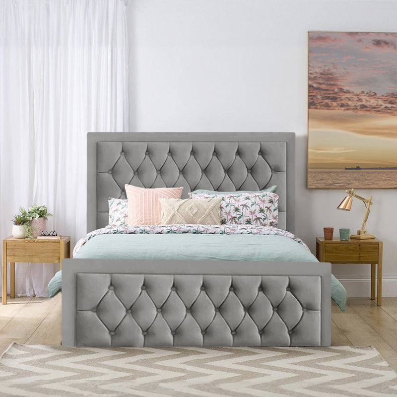 Lillias Upholstered Ottoman Storage Bed, 150 x 200 cm, Grey