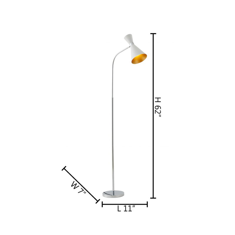 1-Light White Iron Floor Lamp With A Shade