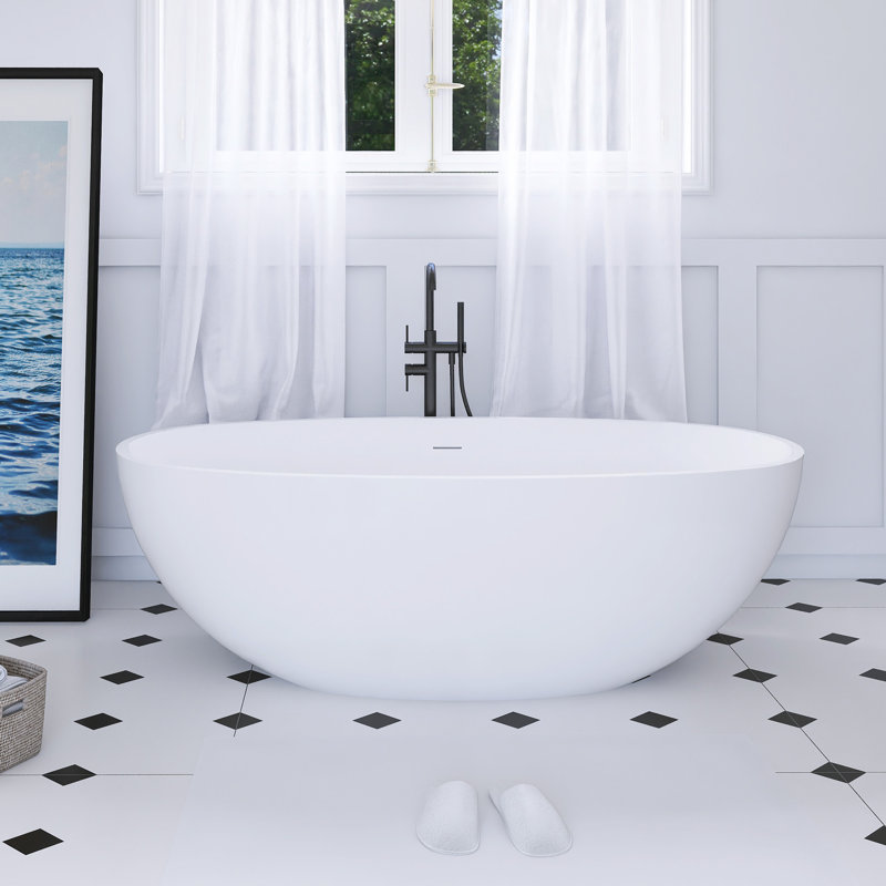 Freestanding Solid Surface Soaking Bathtub