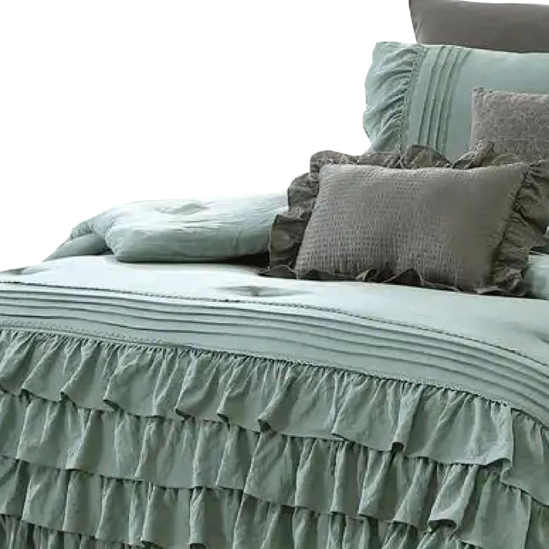 Green Microfiber Reversible Comforter Set, King Comforter + 7 Additional Pieces