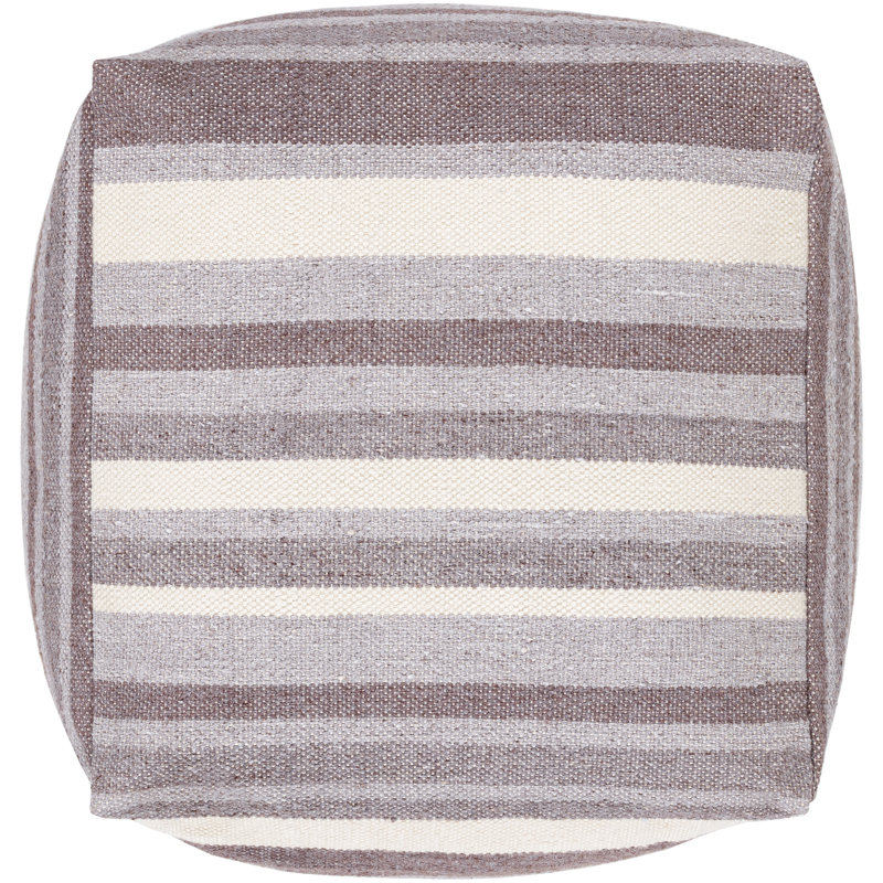 Lori Eco-Friendly Cream & Medium Gray Cotton Pouf