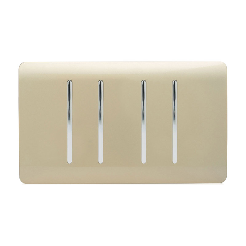 Trendi Switch 4 Gang 1 or 2 Way Light Switch, Champagne Gold