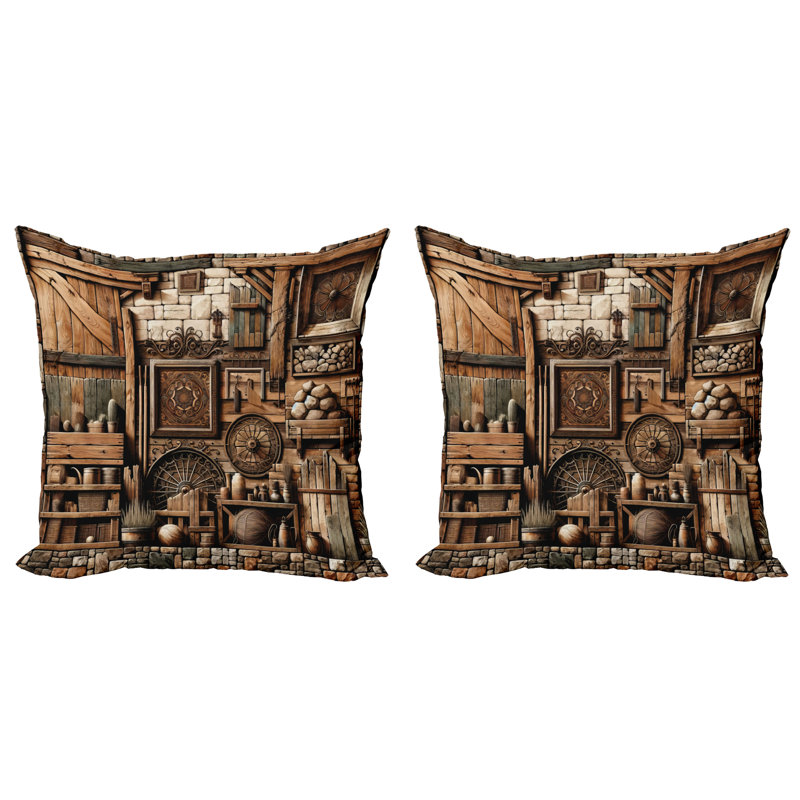429832_Ambesonne Housse de coussin rustique 2Pack, H 20 po x l 20 po