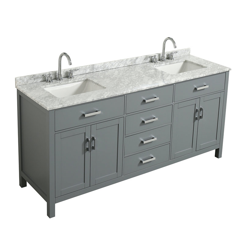 Ensemble de meuble-lavabo double 73 po Bristol, Gris